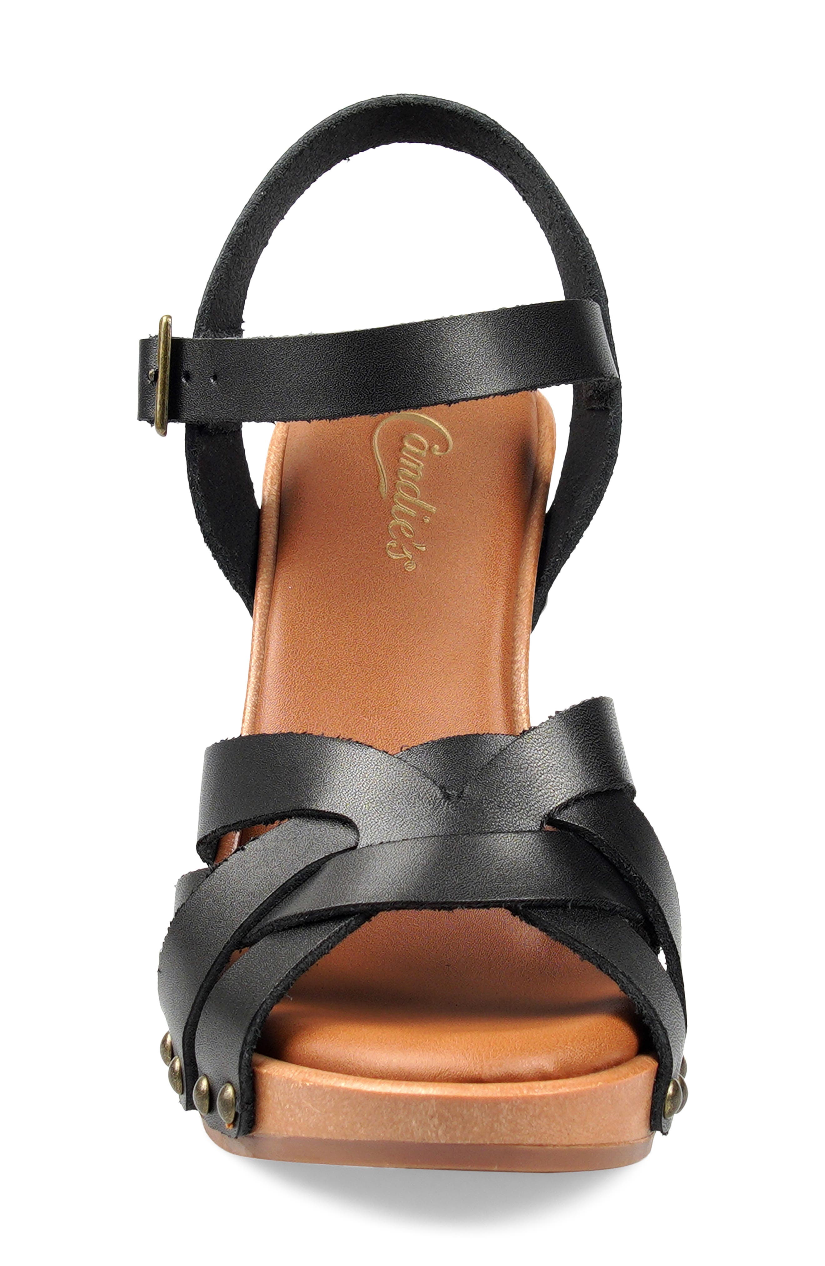 Candie's Gia Ankle Strap Platform Sandal, Alternate, color, Black Leather