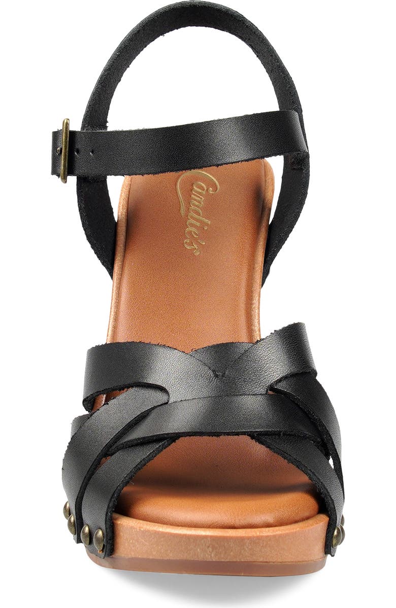 Candie's Gia Ankle Strap Platform Sandal, Alternate, color, Black Leather
