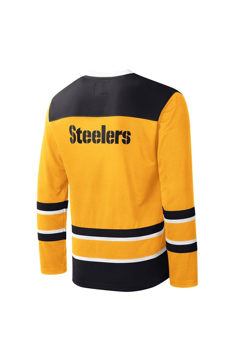 STARTER Men's Starter Gold Pittsburgh Steelers Cross-Check V-Neck Long Sleeve T-Shirt, Alternate, color, Gold