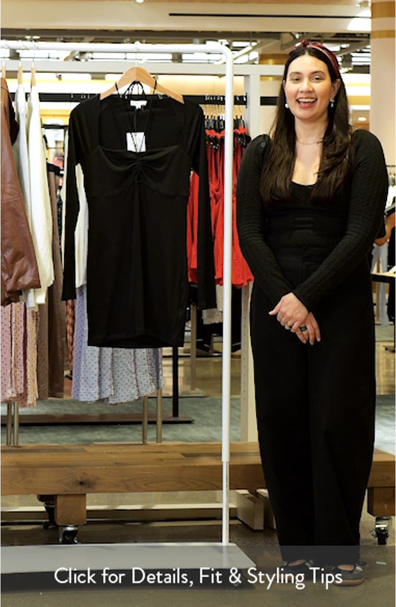 Halter Neck Long Sleeve Rib Body-Con Dress, sales video thumbnail