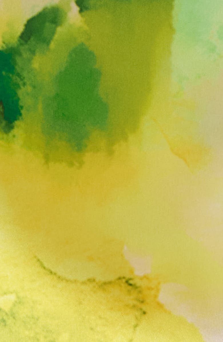 Eliza J Abstract Floral One-Shoulder Satin Cocktail Sheath Dress, Alternate, color, Yellow