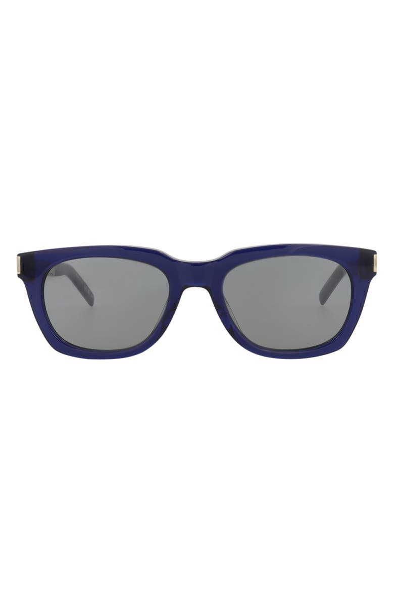 Saint Laurent 53mm Square Sunglasses, Main, color, Blue Silver