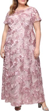 Alex Evenings Sequin Soutache Floral A-Line Gown