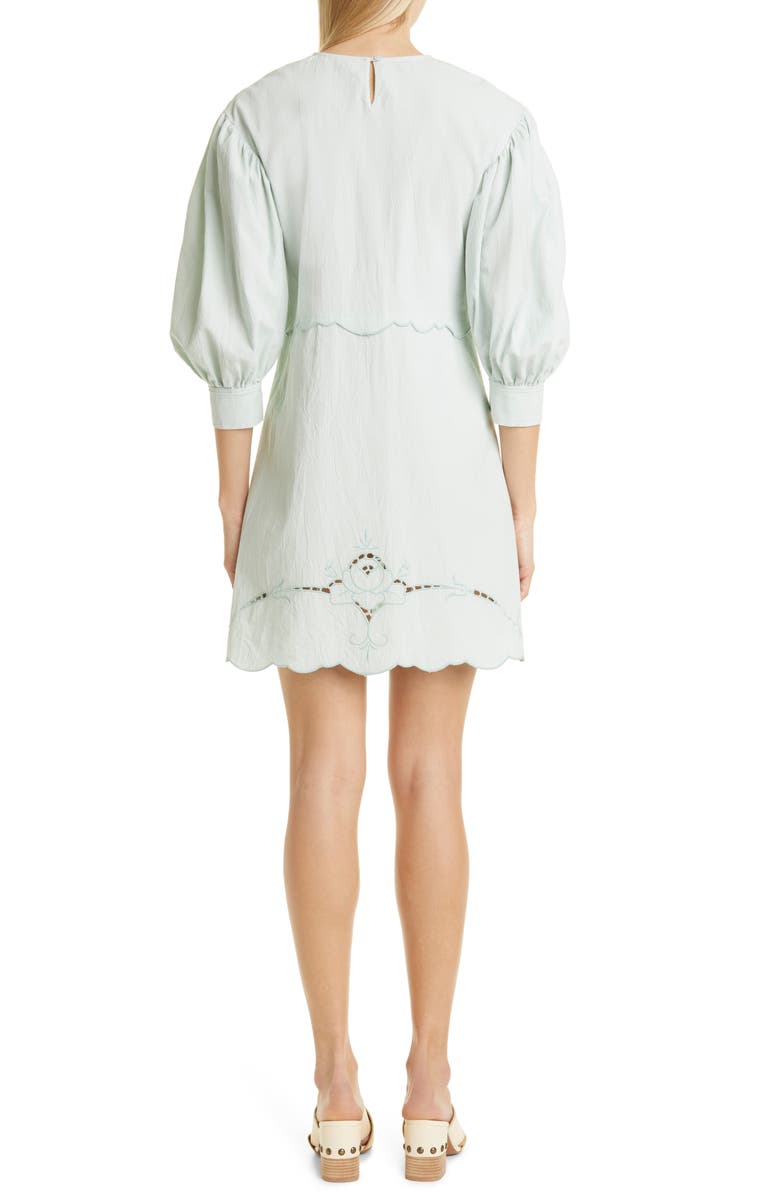See by Chloé Embroidered Puff Sleeve Dress, Alternate, color, 