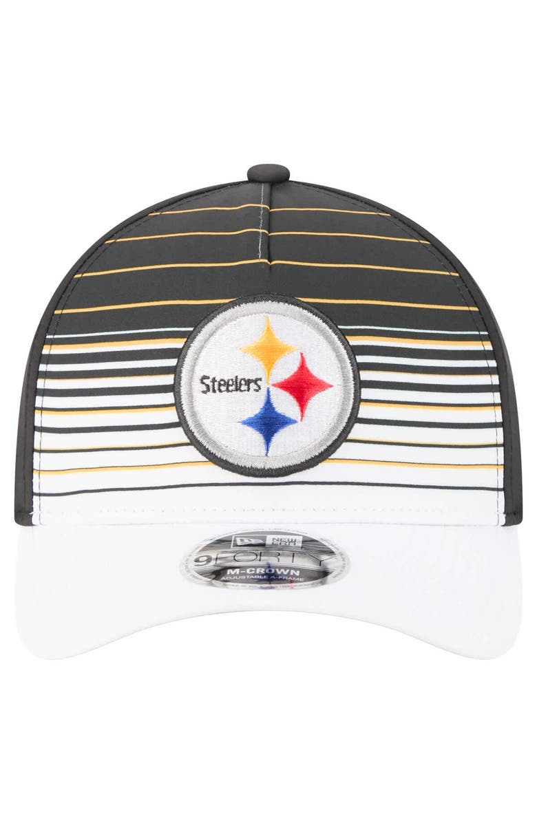 New Era Men's New Era  White/Black Pittsburgh Steelers Adventure Gradient 9FORTY M-Crown A-Frame Adjustable Hat, Alternate, color, White