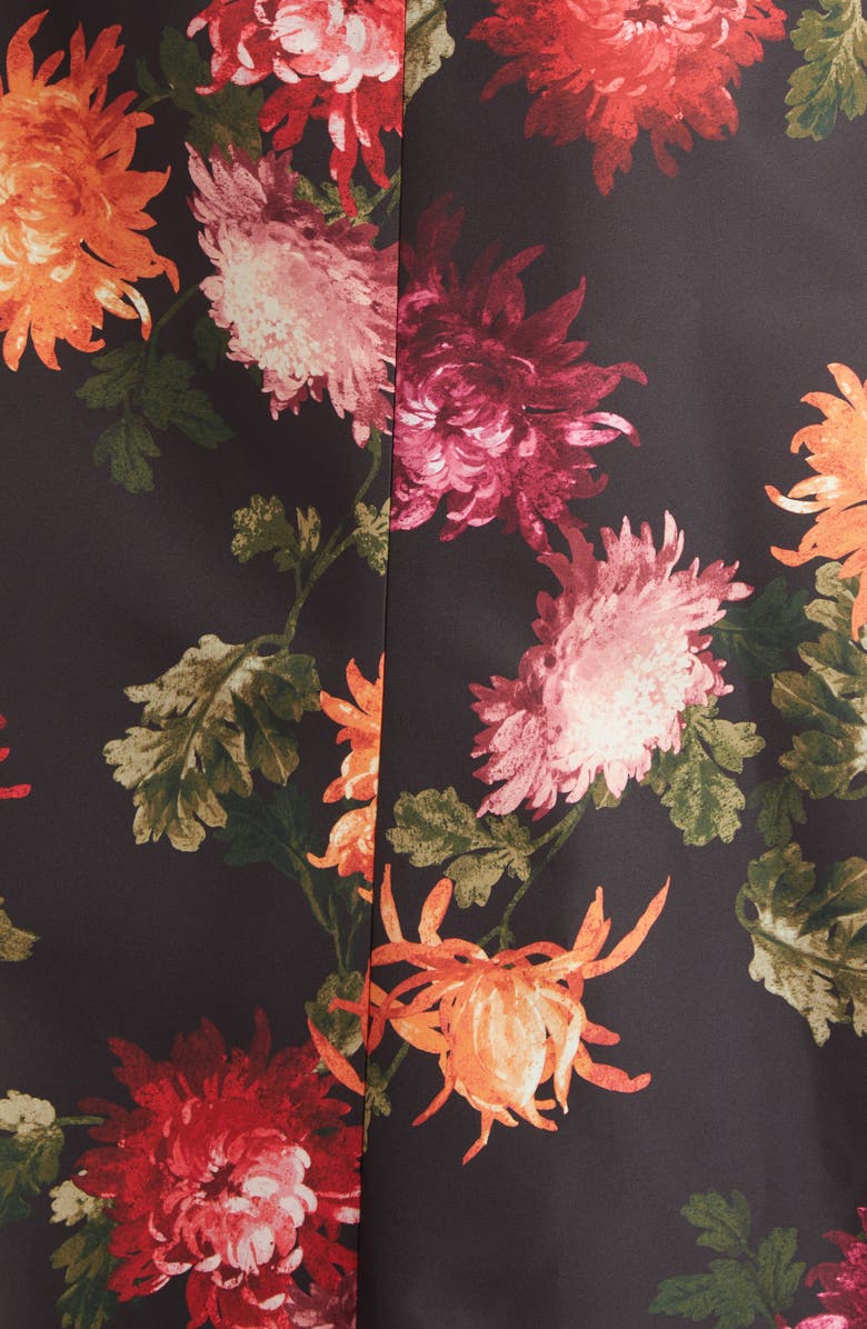 Carolina Herrera Chrysanthemum Print Strapless Faille Gown, Alternate, color, Black Multi