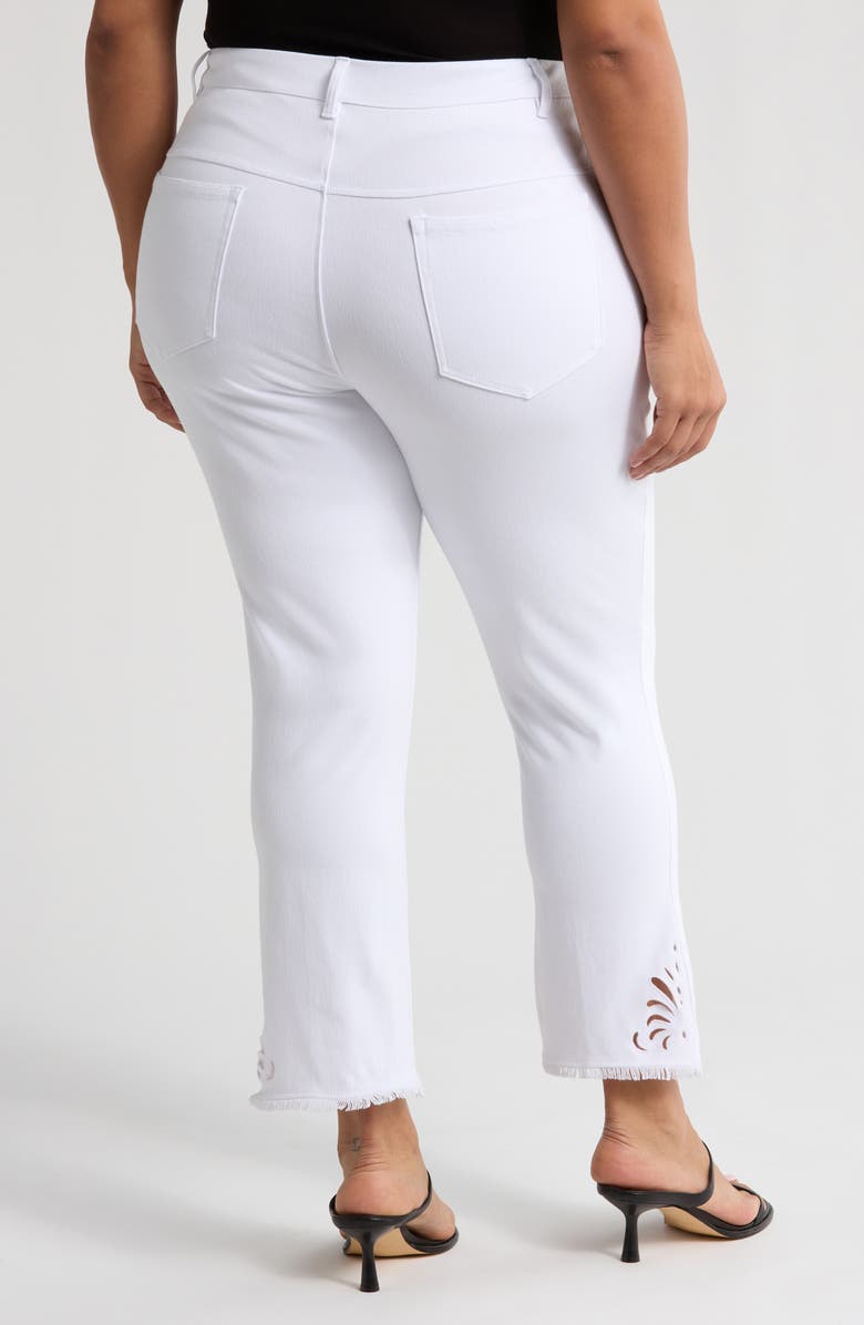 Lysse Yori Eyelet Fringe Hem Crop Straight Leg Jeans, Alternate, color, White