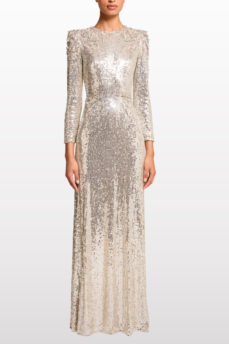 Dulcet Sequin-Embellished Dress, Alternate, color, Morganite