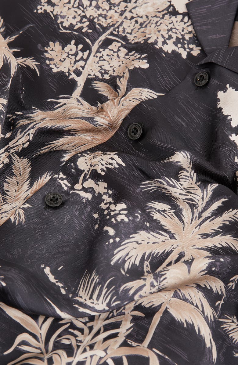 Reiss Yoshi Tropical Camp Shirt, Alternate, color, Black