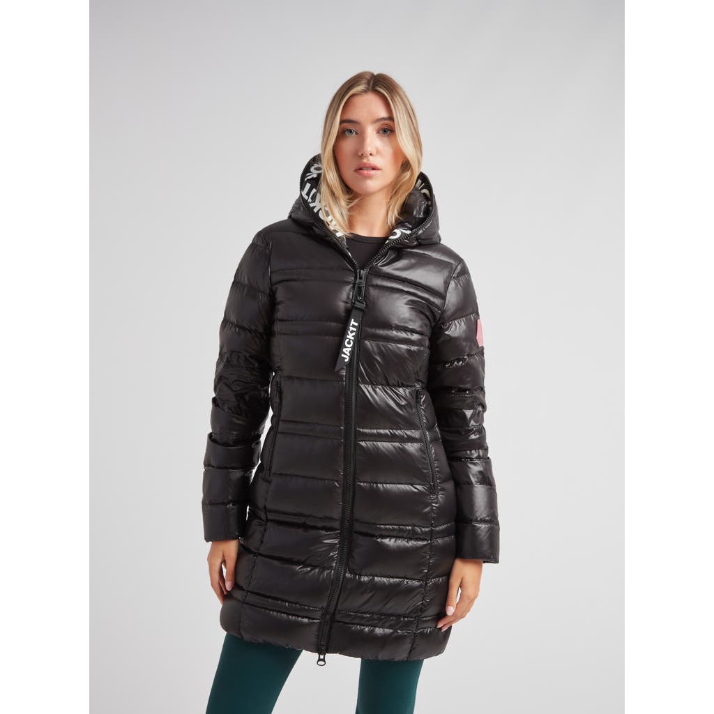Jack1t R4d Tramline Hooded Puffer Coat In Black