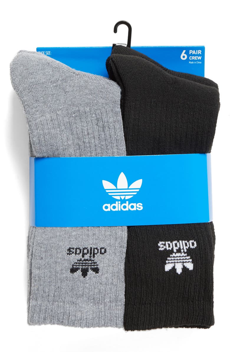 adidas Originals 6-Pack Original Trefoil Crew Socks, Alternate, color,