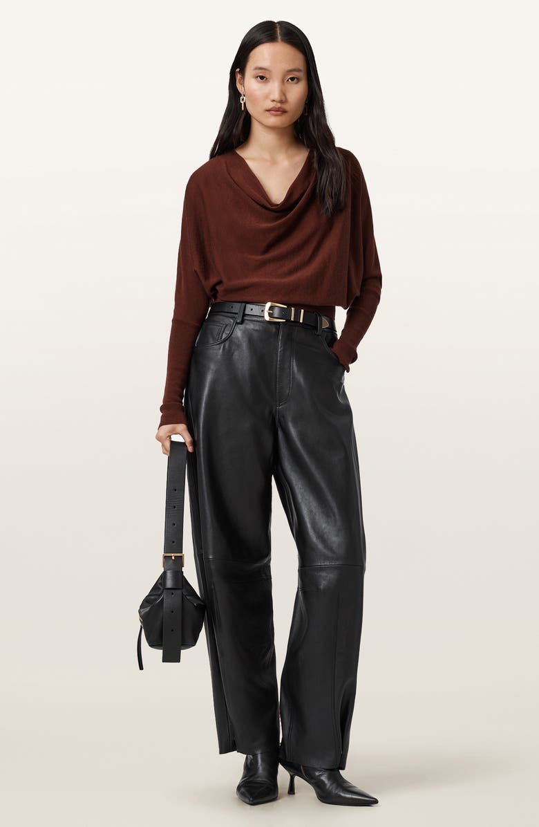 AllSaints Ridley Dolman Sleeve Crop Sweater, Alternate, color, Chestnut Brown