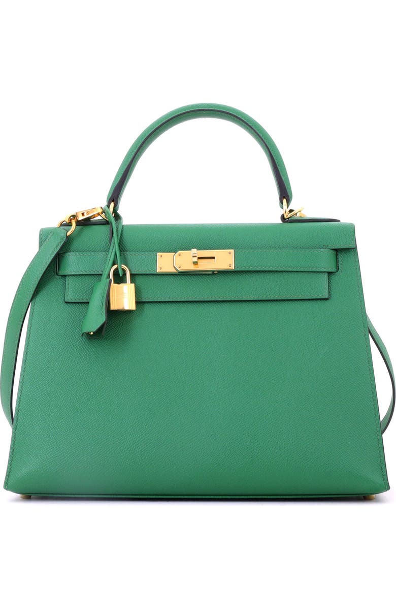 Pre-Owned Hermes Kelly Handbag Green Epsom with Gold Hardware 28, Main, color, Cactus