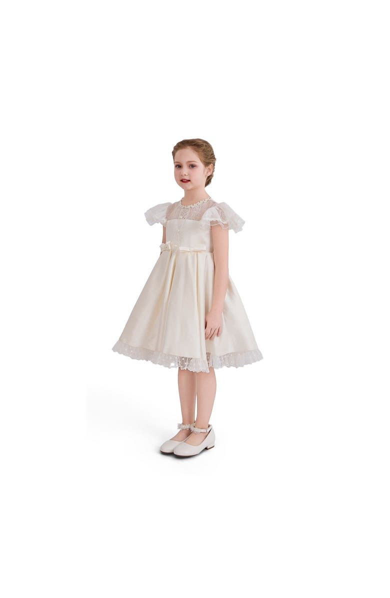 Tulleen Lace-Trim Puff Sleeve Dress, Alternate, color, 