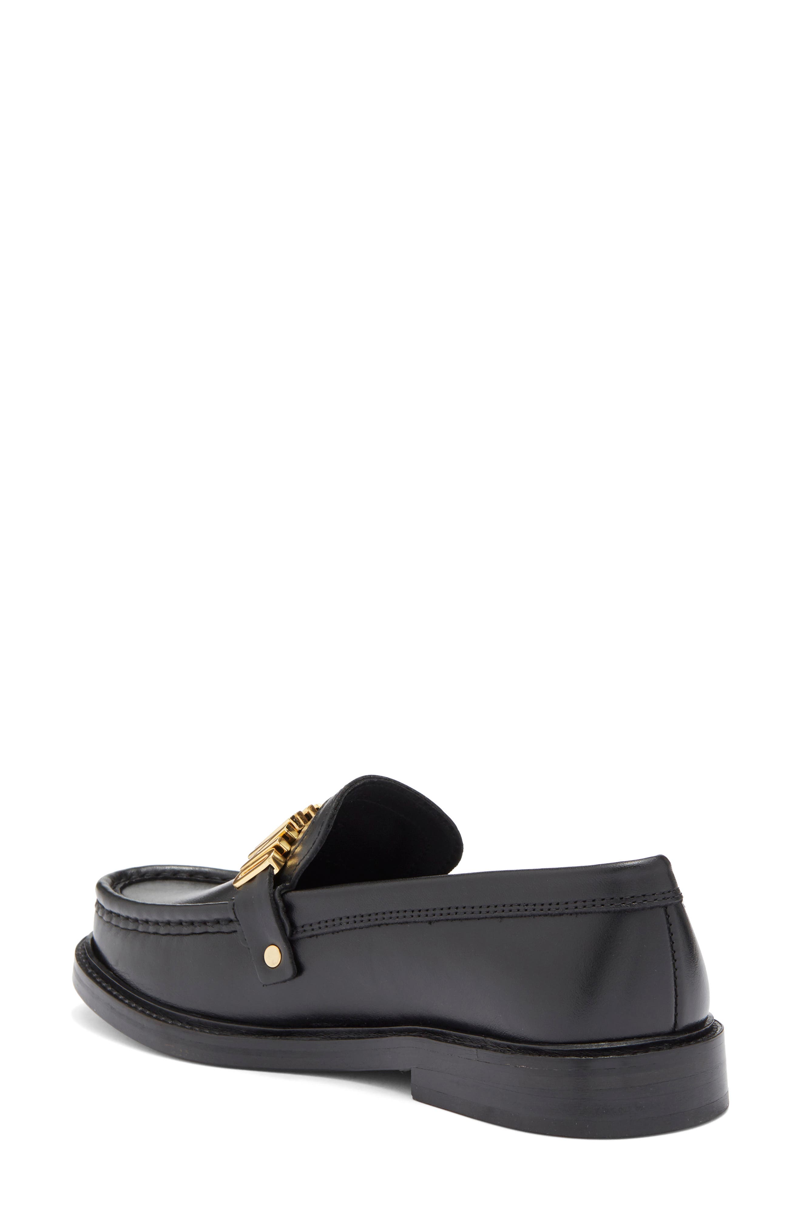 Moschino Metal Logo Loafer, Alternate, color, 