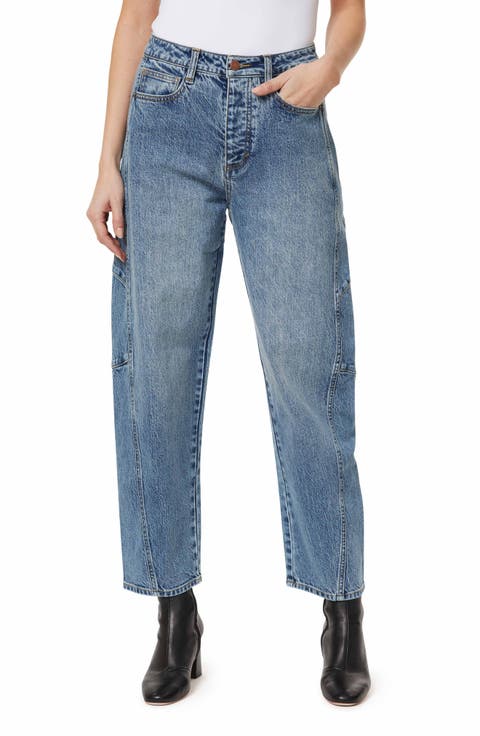 High Waist Crop Barrel Leg Jeans