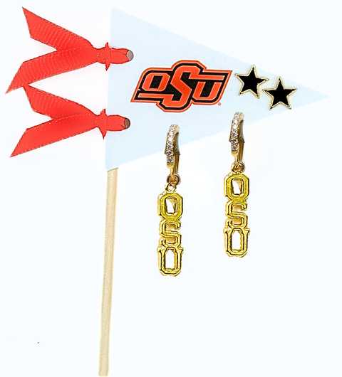 Oklahoma State University Pennant Pair Earring Set