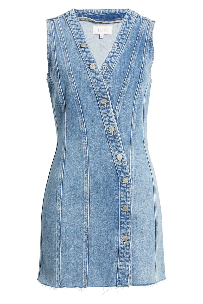 Strand Asymmetric Button-Up Denim Dress, Alternate, color, CASCADE