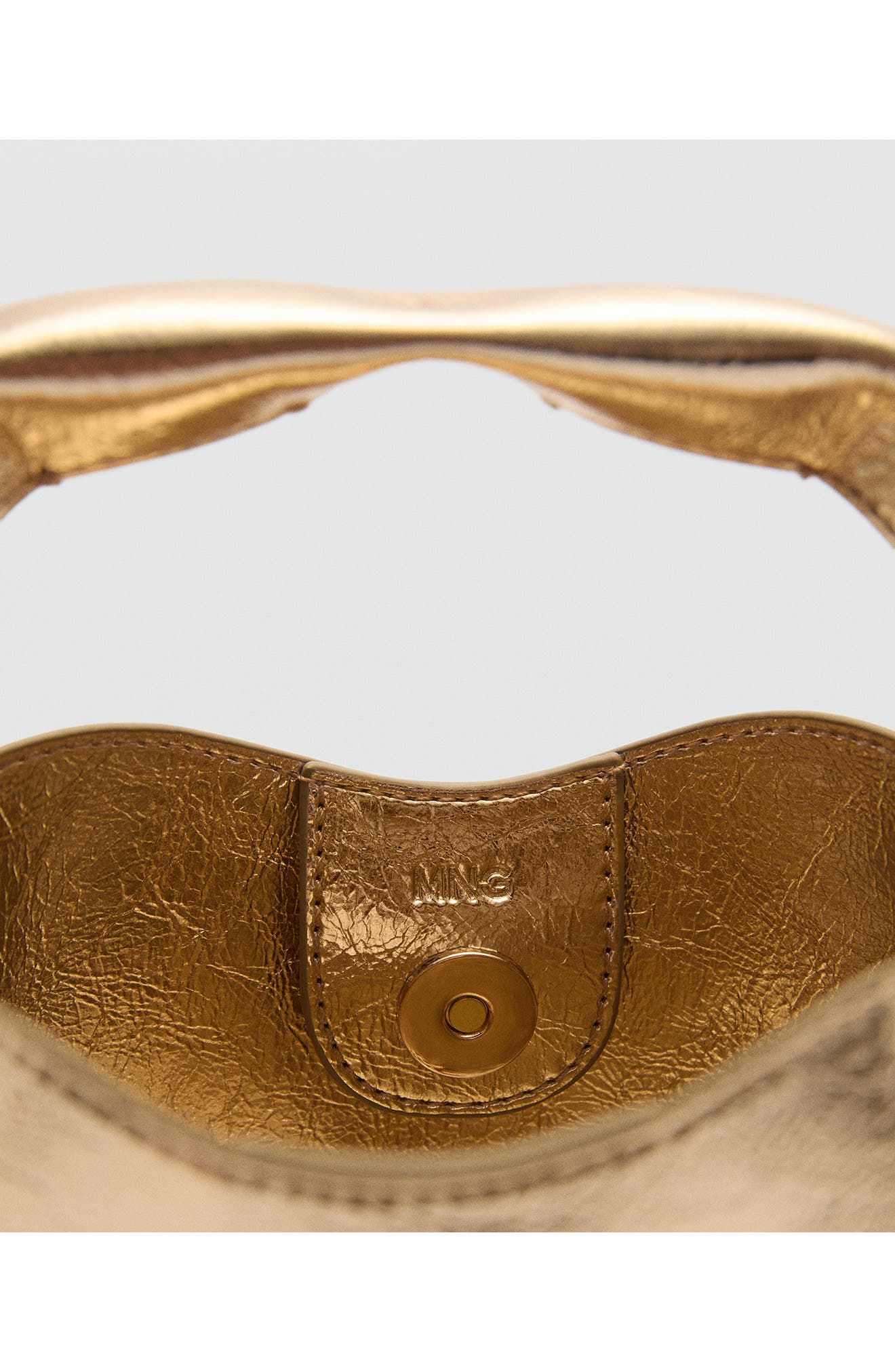 MANGO Metallic Faux Leather Handbag, Alternate, color, 