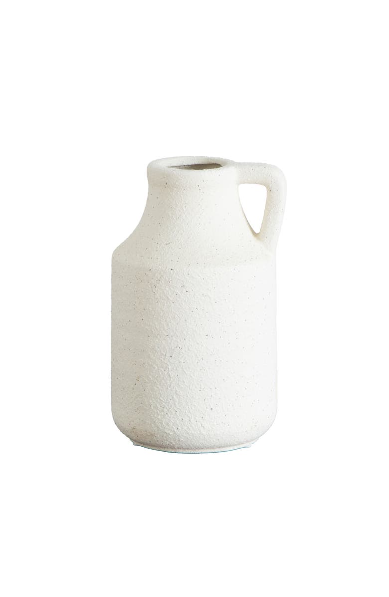 NEARLY NATURAL 7-in Textured Handmade Vase, Main, color, White