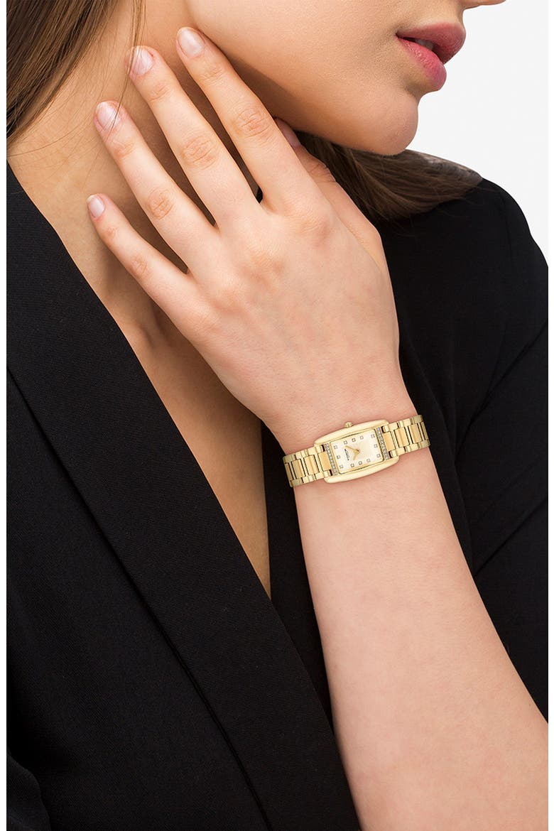 Reese Crystal Rectangular Bracelet Watch, 20mm, Alternate, color, GOLD