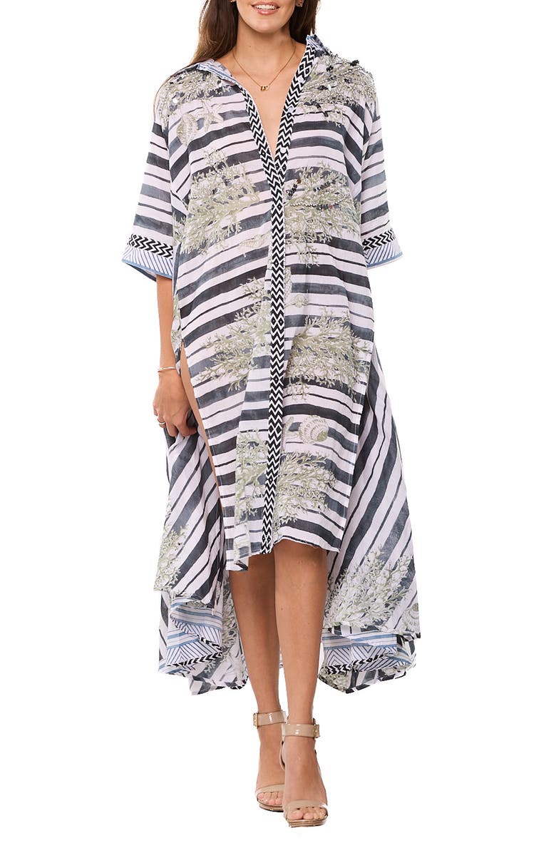 RANEES Shell High-Low Shirtdress, Main, color, White