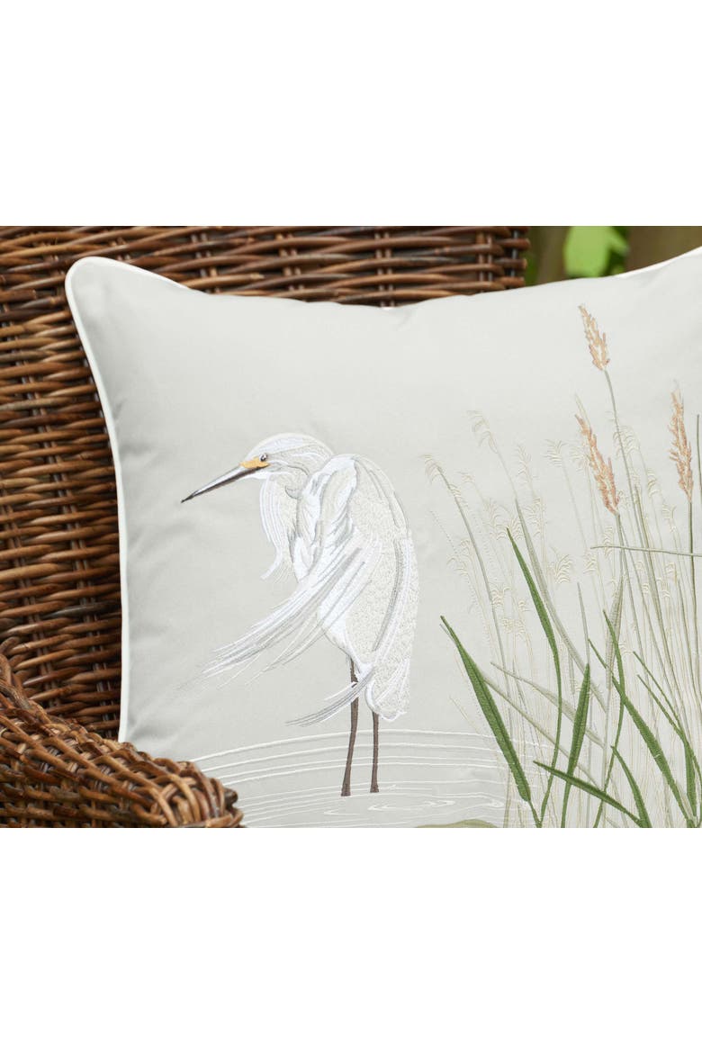 White Egret Pillow-Grey Left, Alternate, color, Green