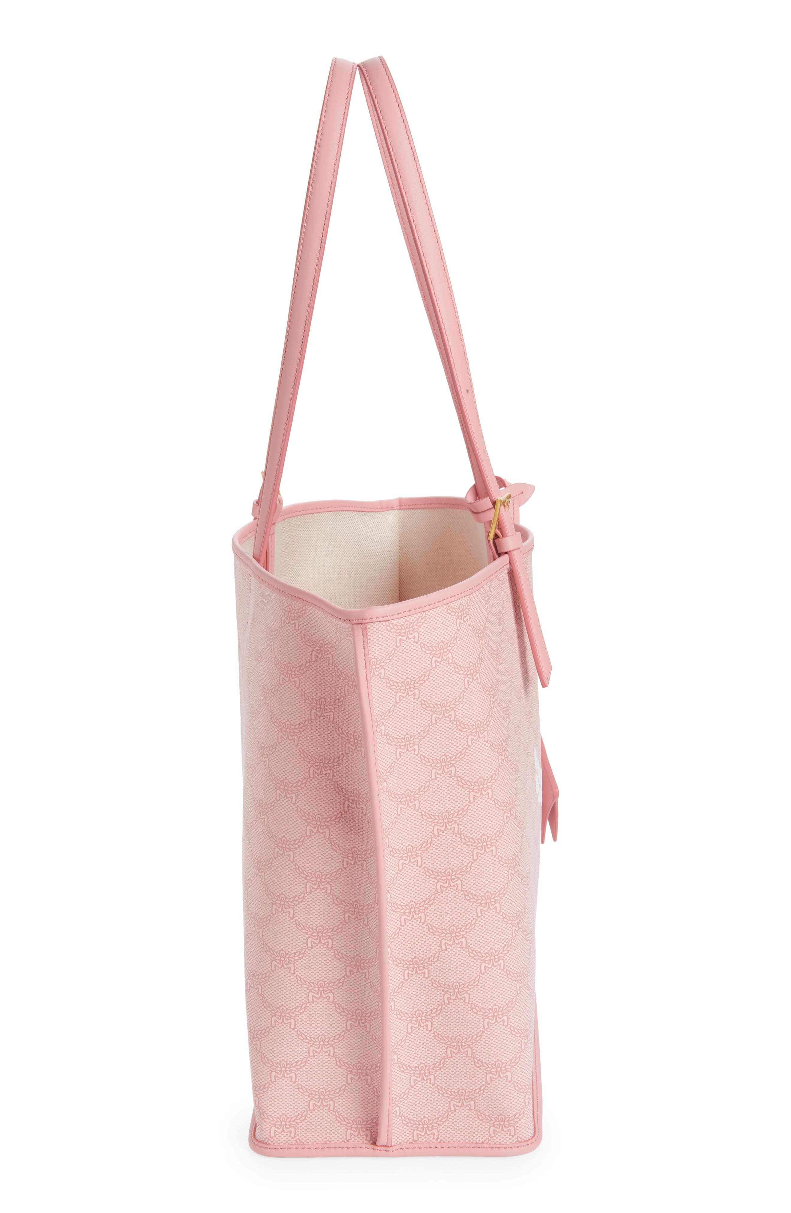 MCM Himmel Lauretos Coated Canvas Shopper Bag, Alternate, color, Silver Pink