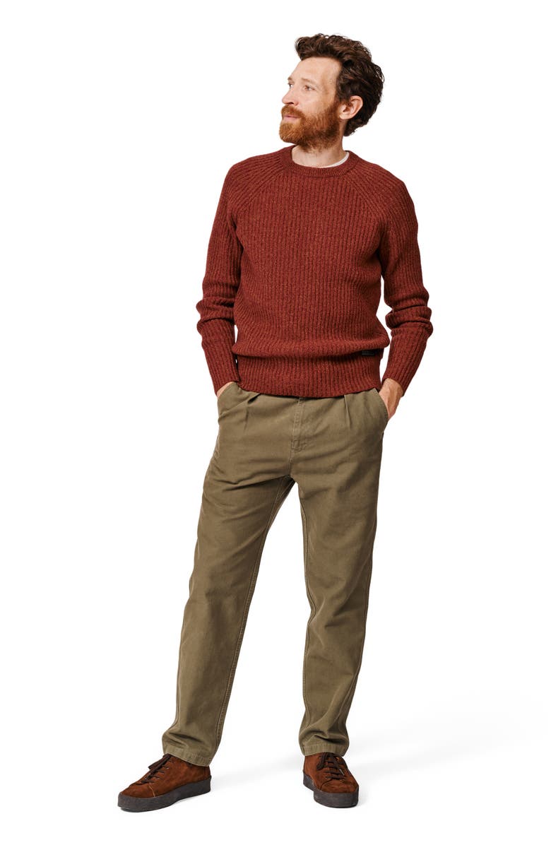 Aubin Ray Fisherman Rib Crew Neck Sweater, Alternate, color, Rust Mix
