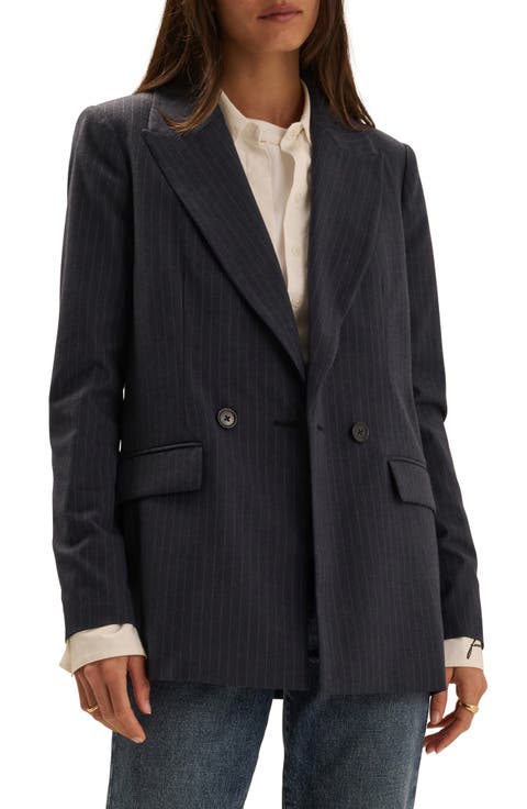 Suits You Pinstriped Double Breasted Blazer