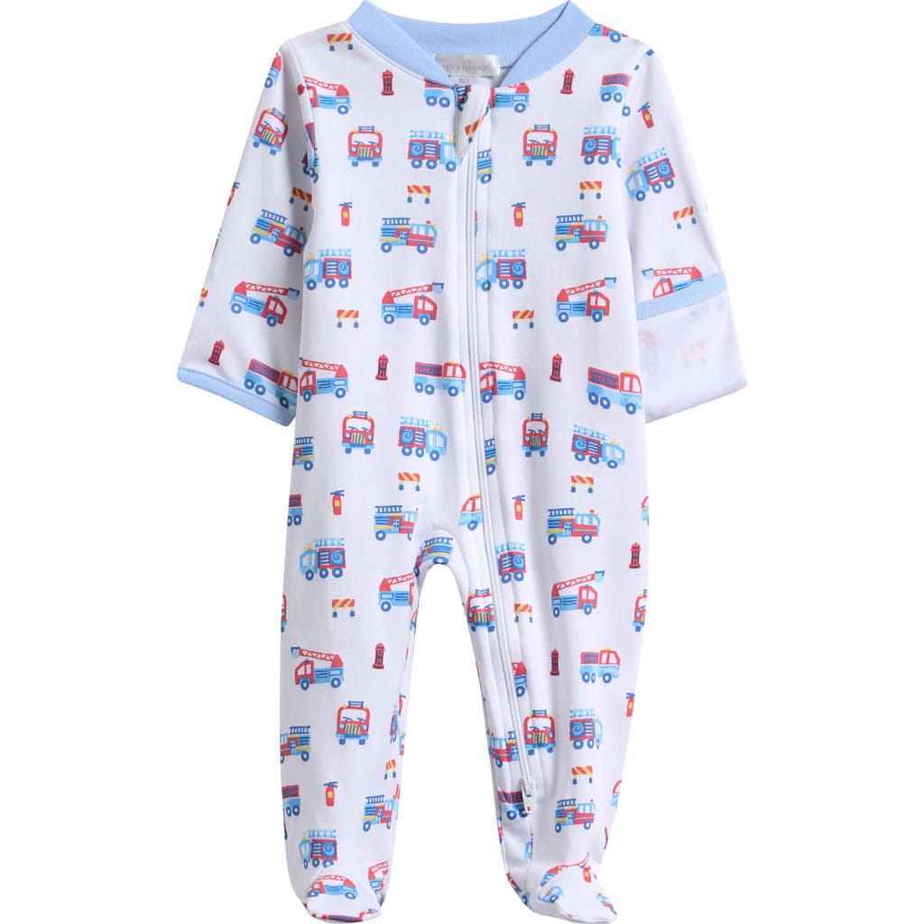 Kissy Kissy Print Pima Cotton Footie In White