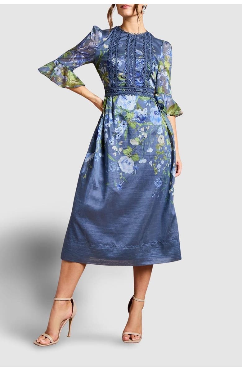 Coast Placement Print Organza Midi Dress, Alternate, color, 