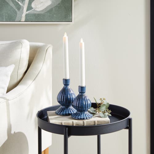 Napa Home & Garden Mela Taper Candle Holders Set Of 2 In Blue