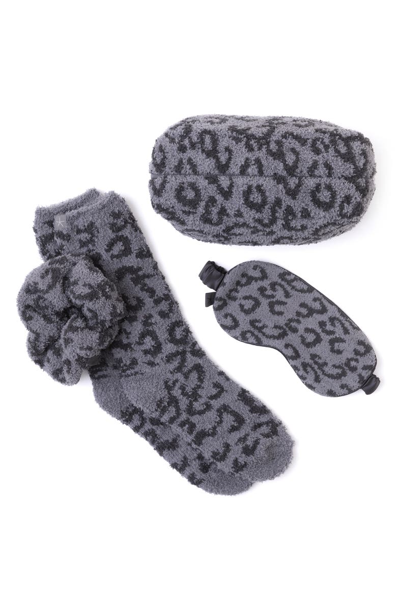 Barefoot Dreams<sup>®</sup> In the Wild Eye Mask, Socks & Scrunchie Travel Set, Main, color, Graphite/Carbon