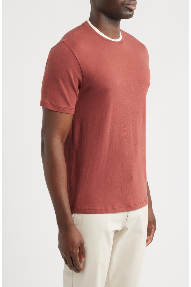Loose Knit Double Collar Crewneck T-Shirt, Alternate, color, RED ROCK/ BLANCO