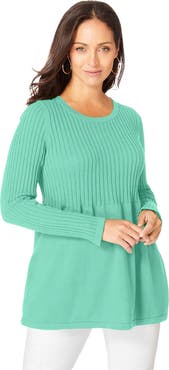 Jessica London Ribbed Baby Doll Tunic Sweater
