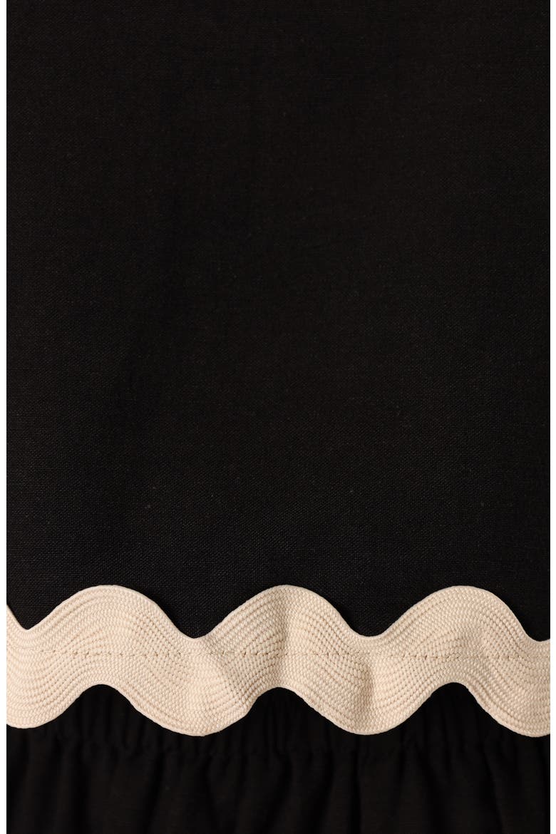 Katy Scalloped Trim Cotton & Linen Crop Tank & Shorts Set, Alternate, color, BLACK