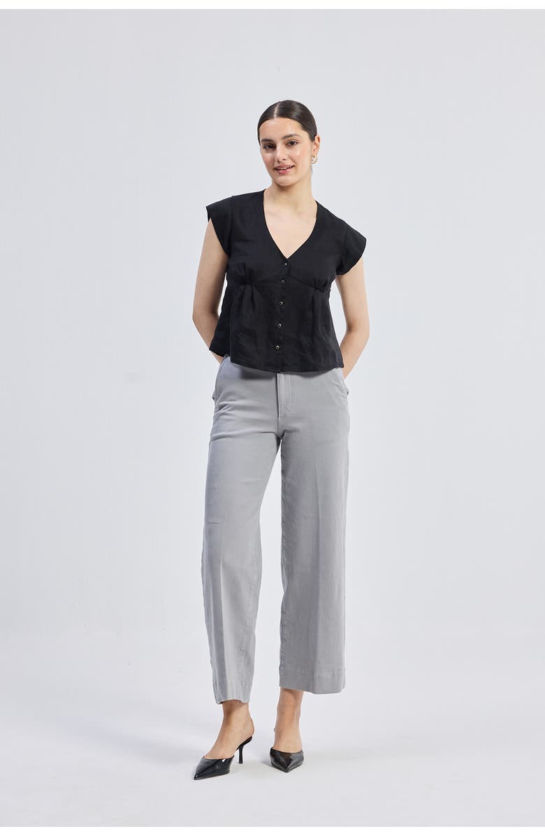 Reistor Deep V-neck Short Top, Alternate, color, Black