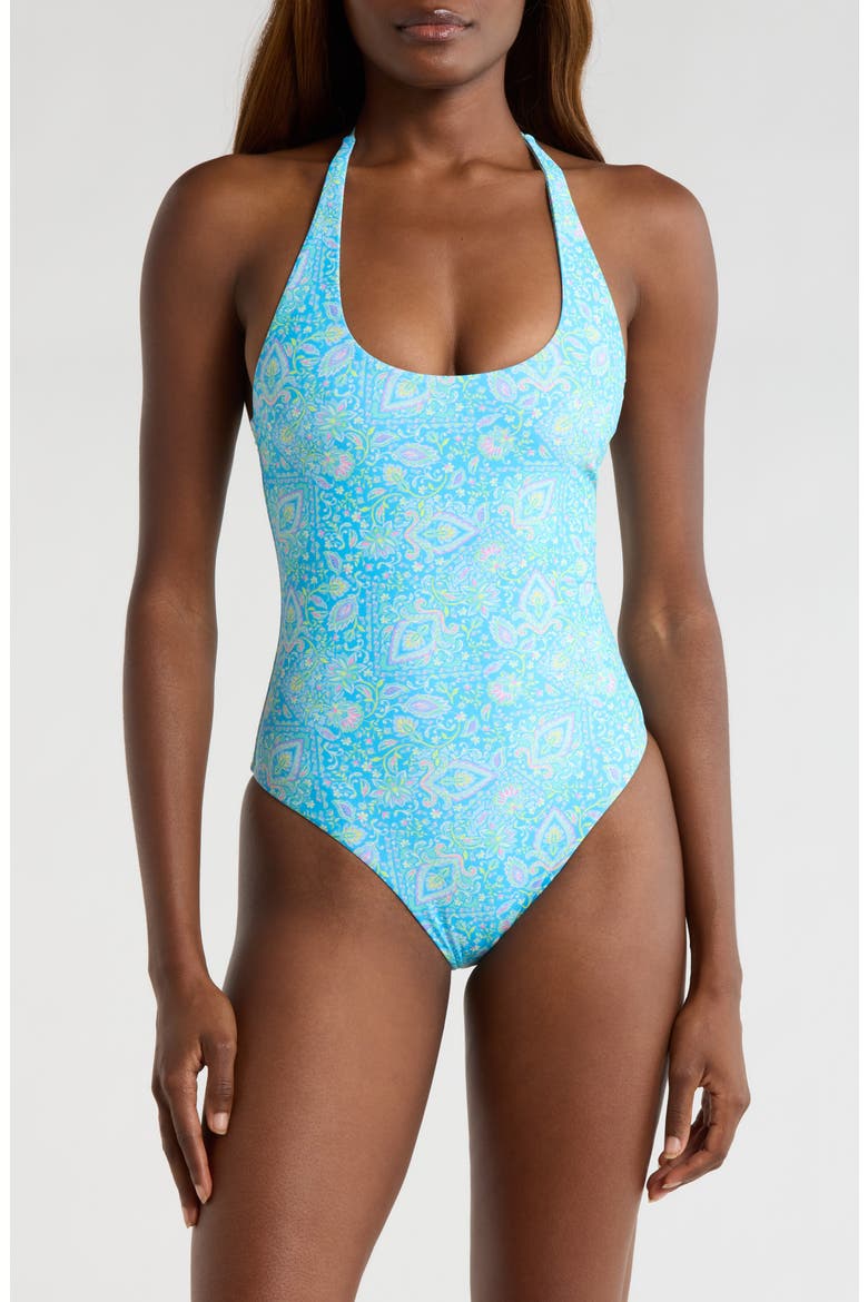 Scoop Halter One-Piece Swimsuit, Main, color, STARGAZE