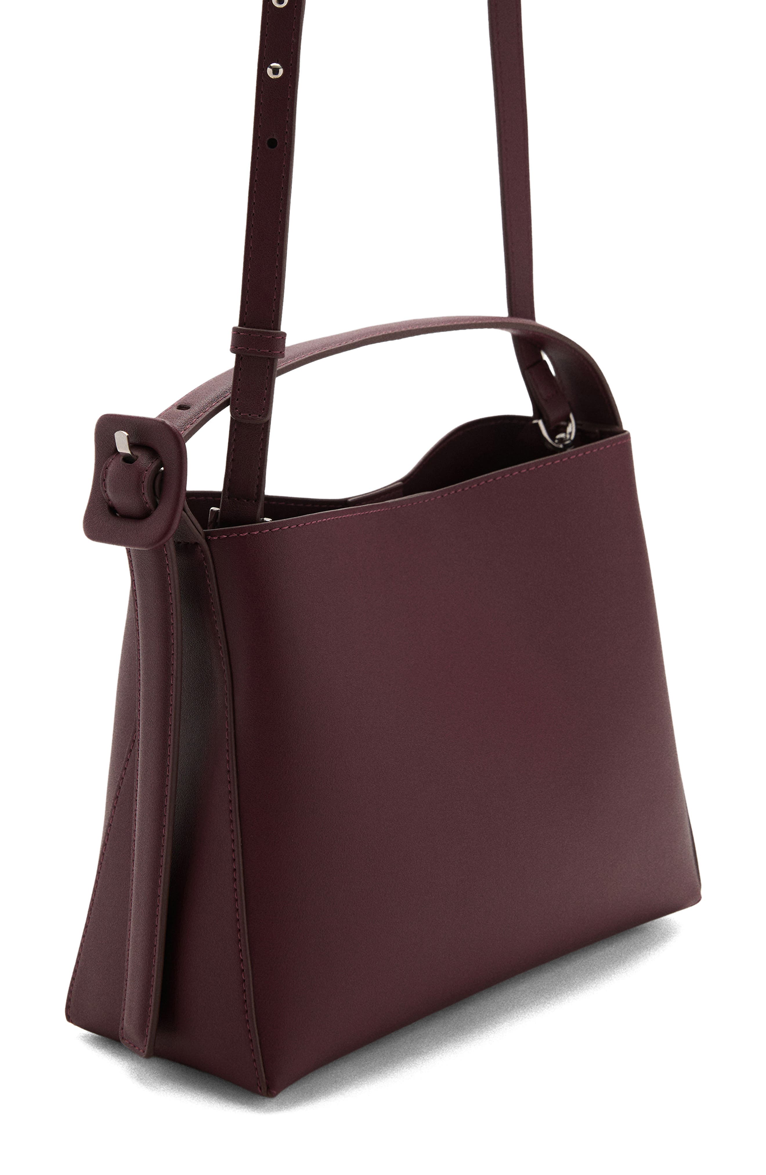 MANGO Faux Leather Crossbody Bag, Alternate, color, Burgundy