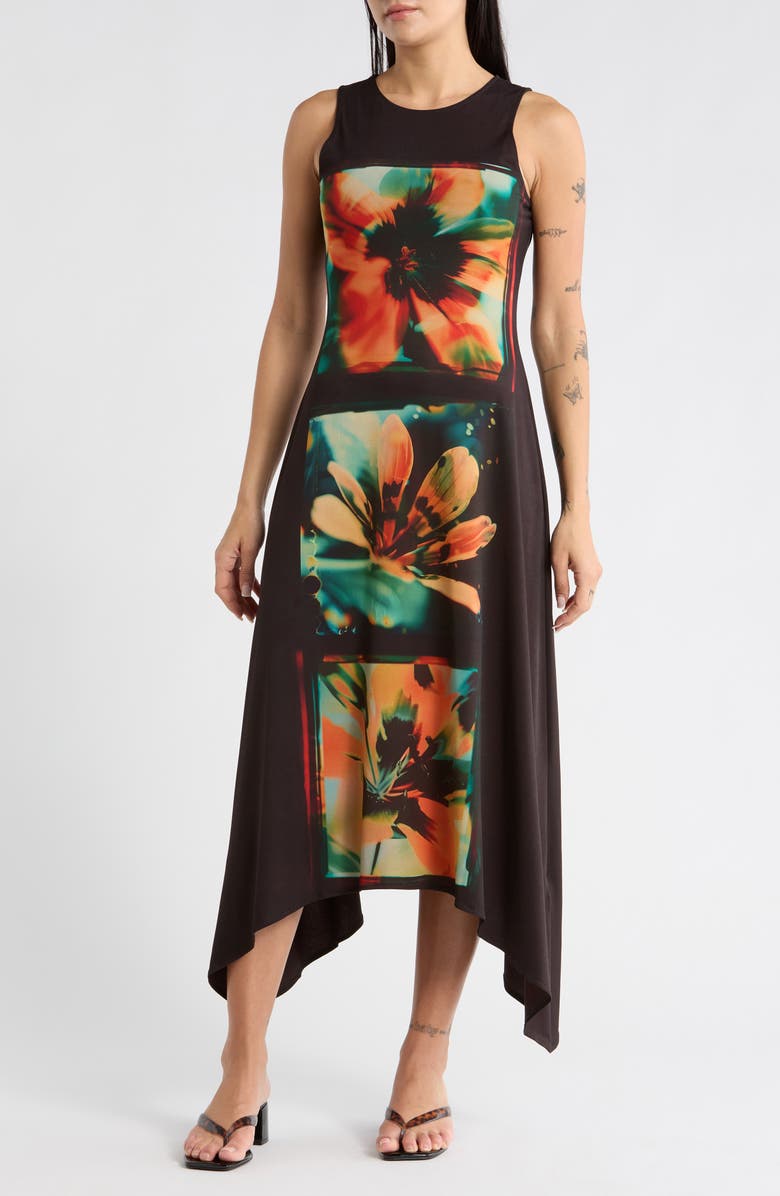 Desigual Floral Sleeveless Knit Dress, Main, color, Black