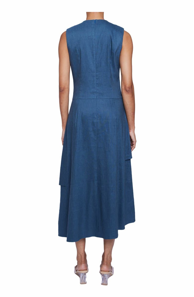 Santorelli MADDY Sleeveless Multi-Panel Asymmetric Dress in Stretch Linen Blend, Alternate, color, 