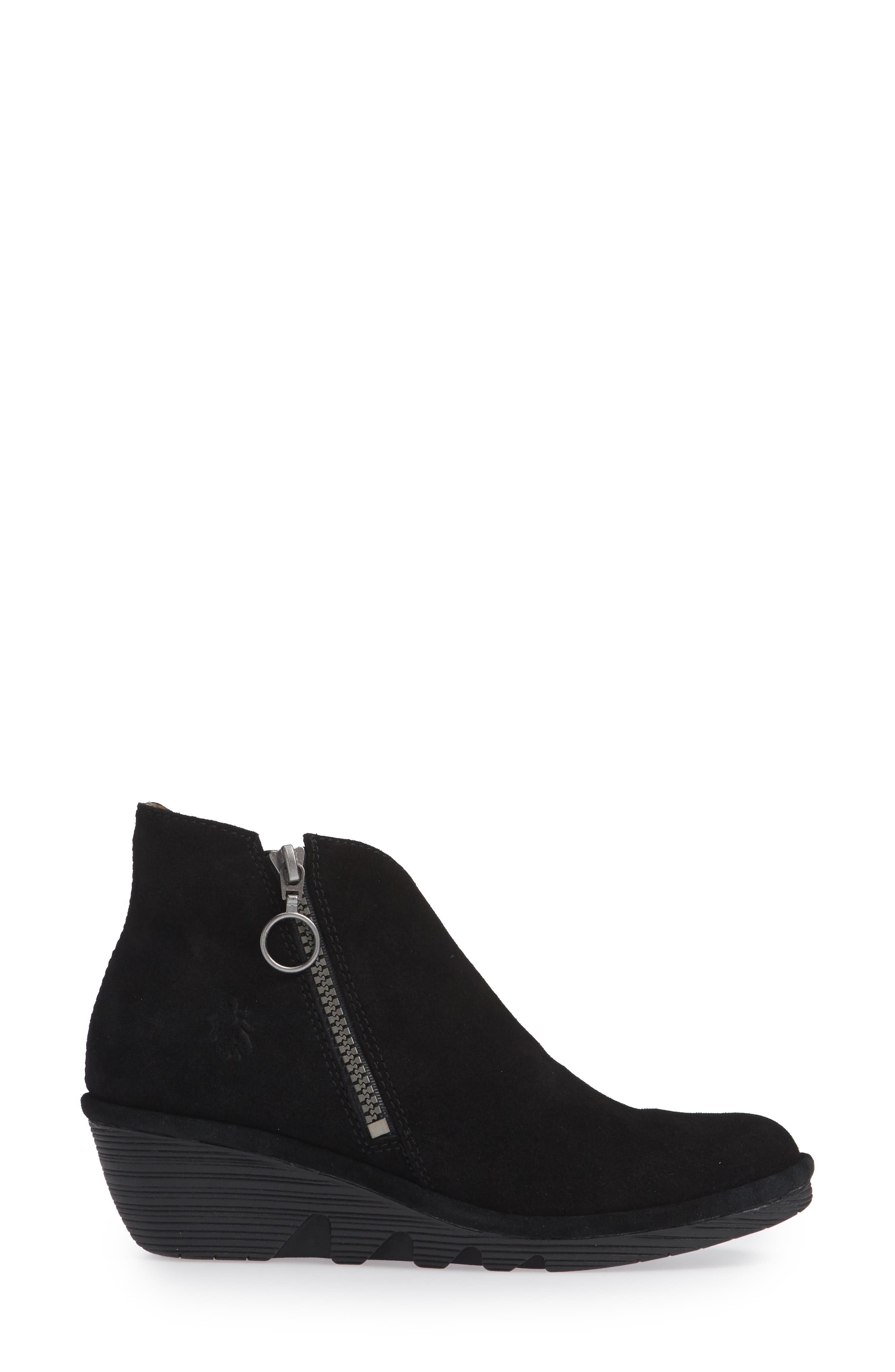 Poro Wedge Bootie, Alternate, color, BLACK OIL SUEDE