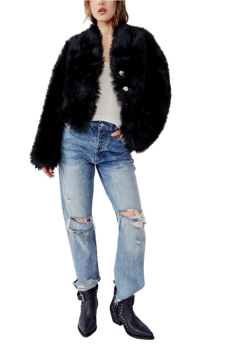 Free People All Night Faux Fur Jacket, Alternate, color,