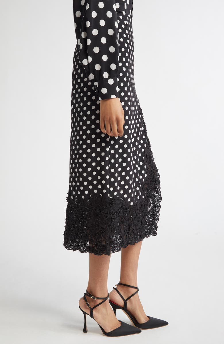 Carolina Herrera Lace Trim Polka Dot Skirt, Alternate, color, 