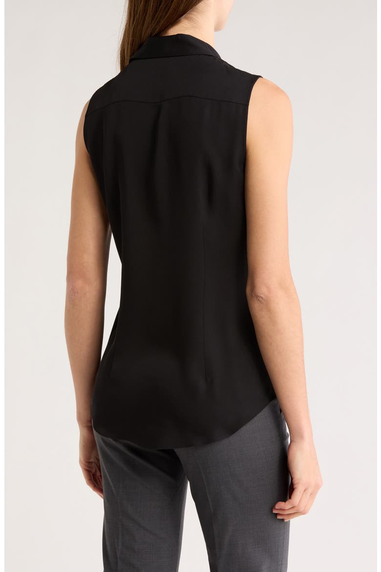 Silk Georgette Sleeveless Button-Up Shirt, Alternate, color, BLACK