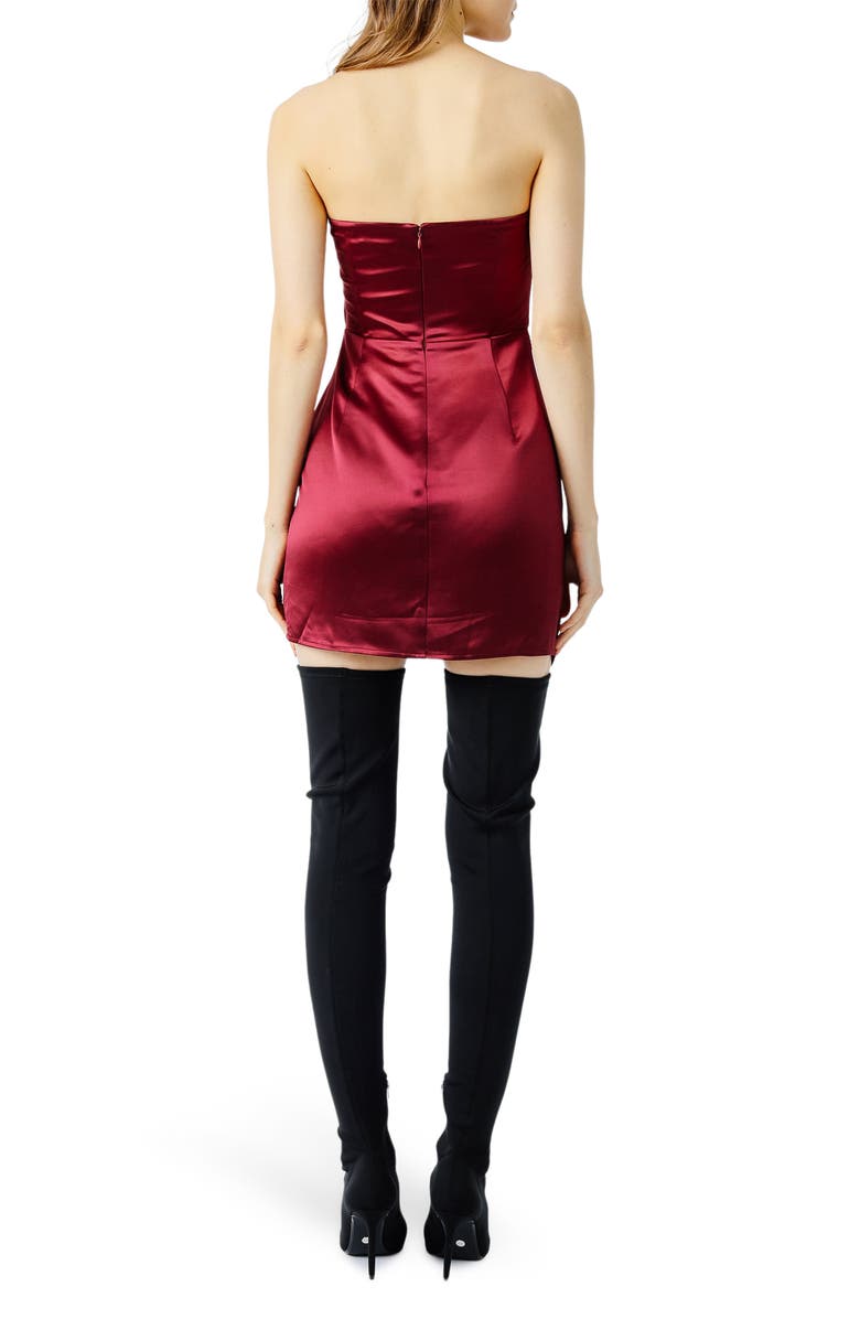 SAU LEE Hester Strapless Satin Minidress, Alternate, color, 