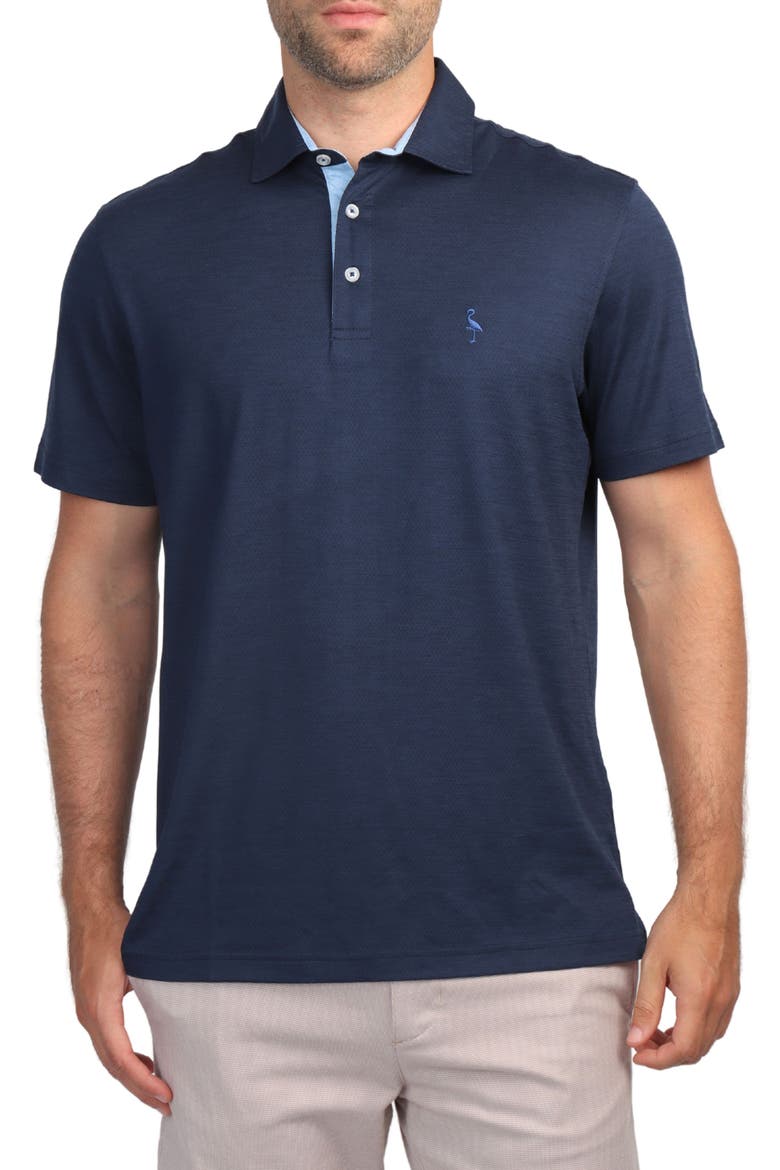 Mélange Mesh Performance Golf Polo, Main, color, NAVY