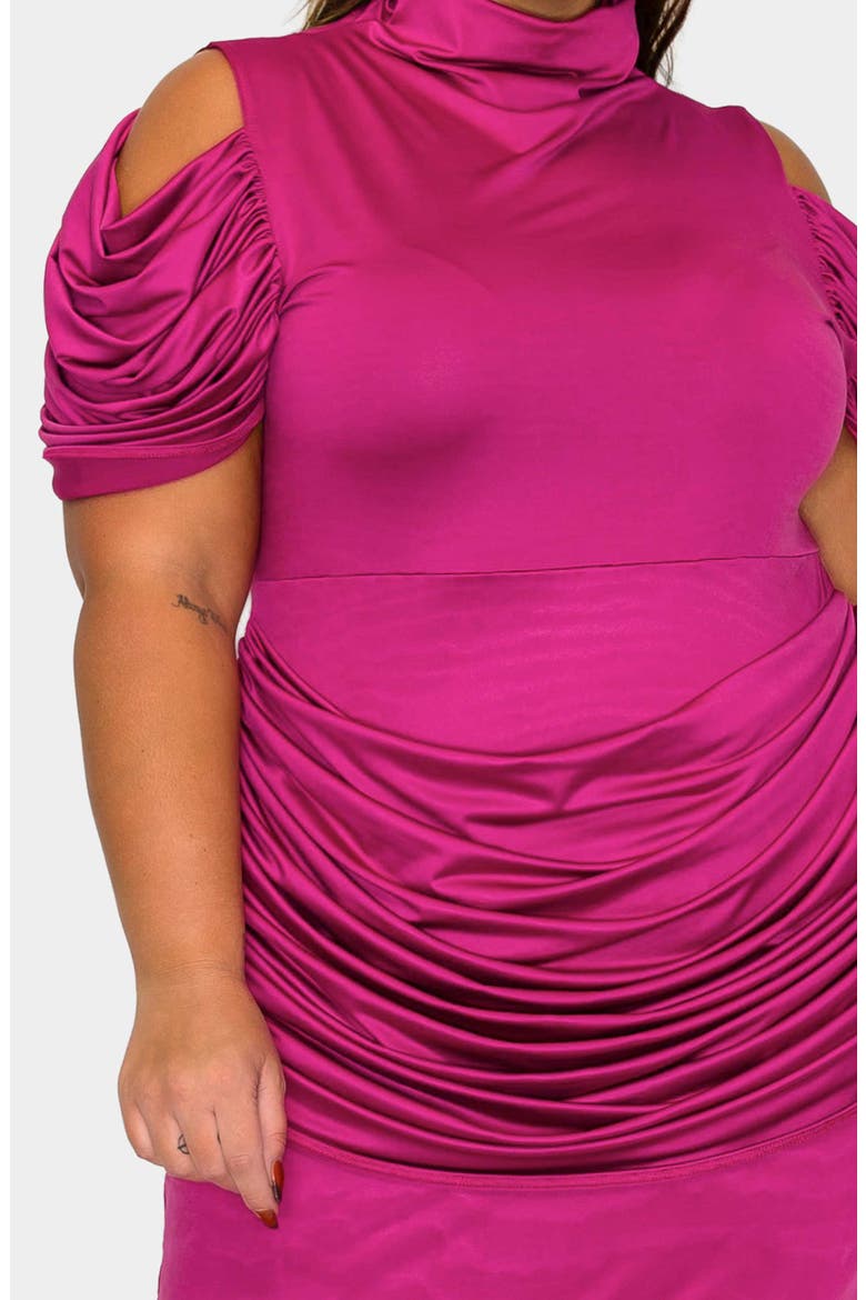 Seraphina Cold Shoulder Ruched Maxi Dress, Alternate, color, MAGENTA