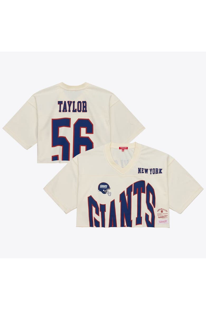 Women's Mitchell & Ness Lawrence Taylor Cream New York Giants Retired Player Cropped Fashion Jersey, Main, color, Cream